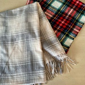 2 Plaid flannel blanket scarfs